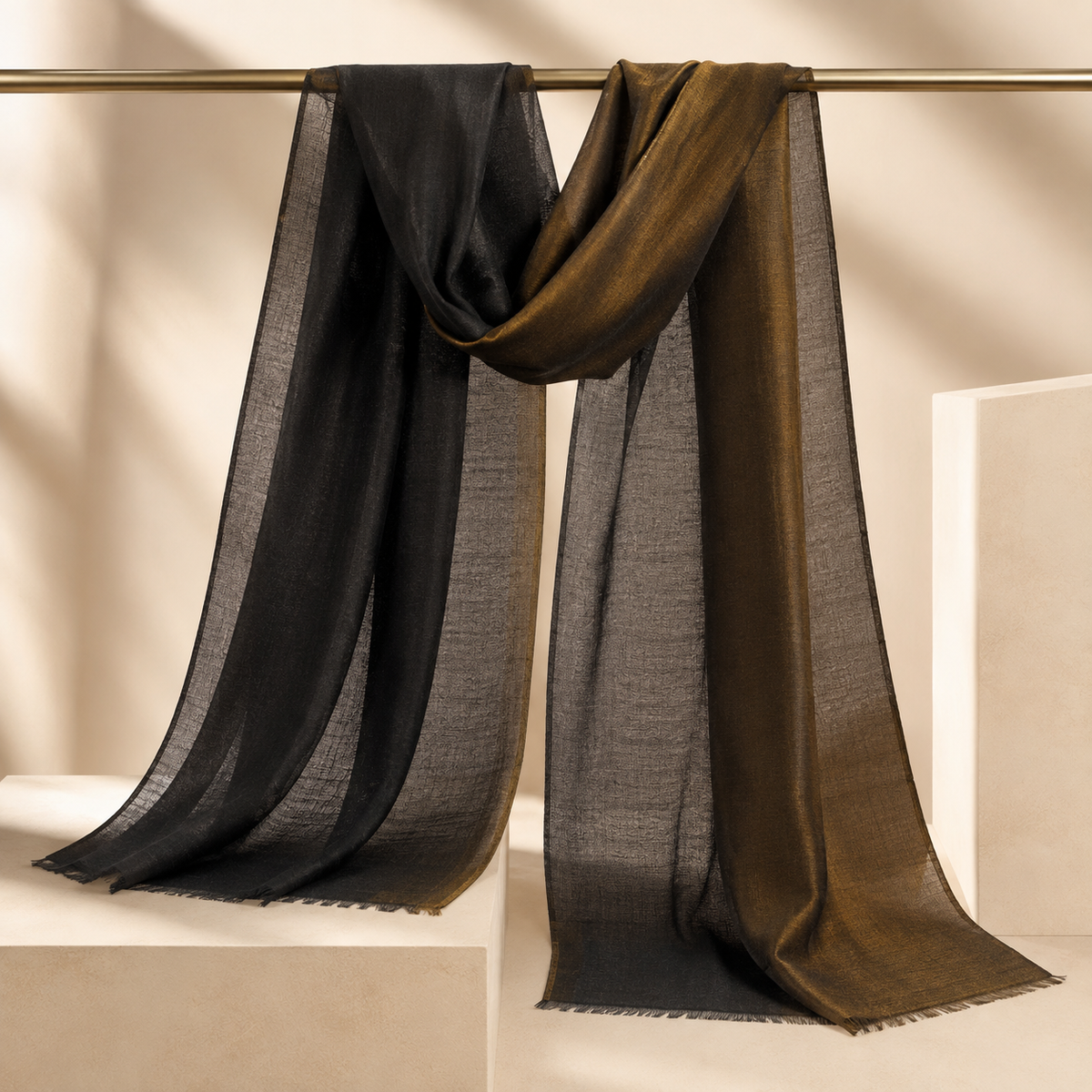 Black Zari Plain Stole