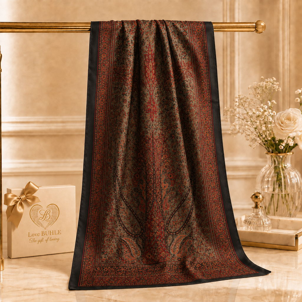 Black Multicolour Rectangle Silk Scarf
