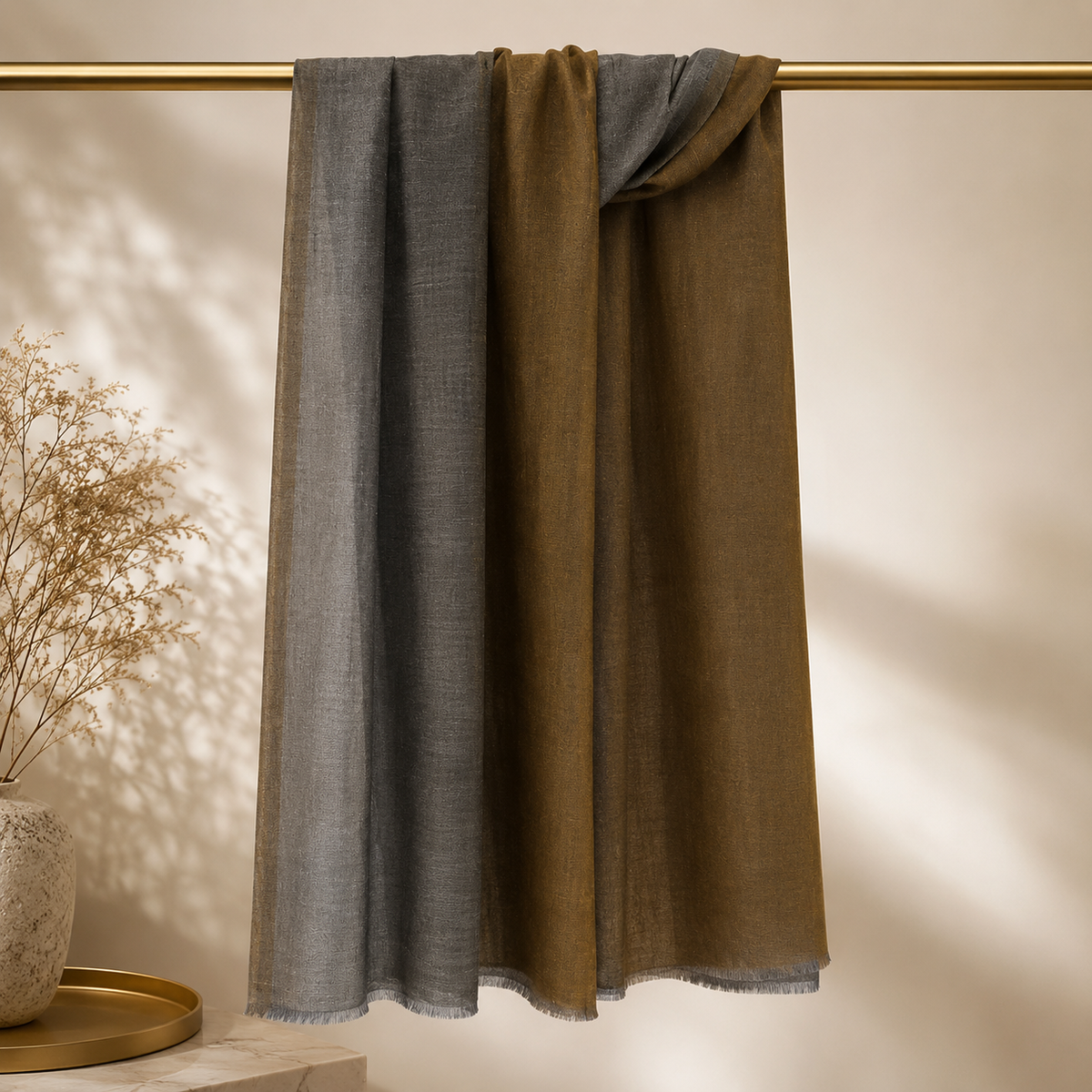 Charcoal Zari Plain Stole