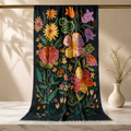 Black & Multicolor Floral Embroidered Stole