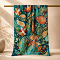 Teal & Multicolor Floral Embroidered Stole
