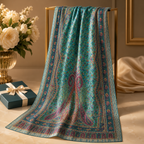 Green Multicolour Rectangle Silk Scarf