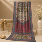 Grey Multicolour Rectangle Silk Scarf