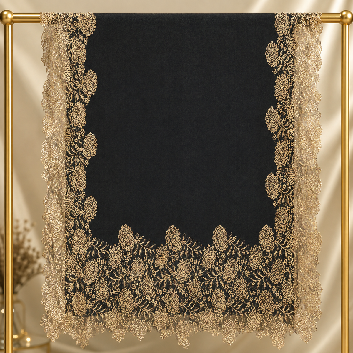 Black with Gold Lace Stole