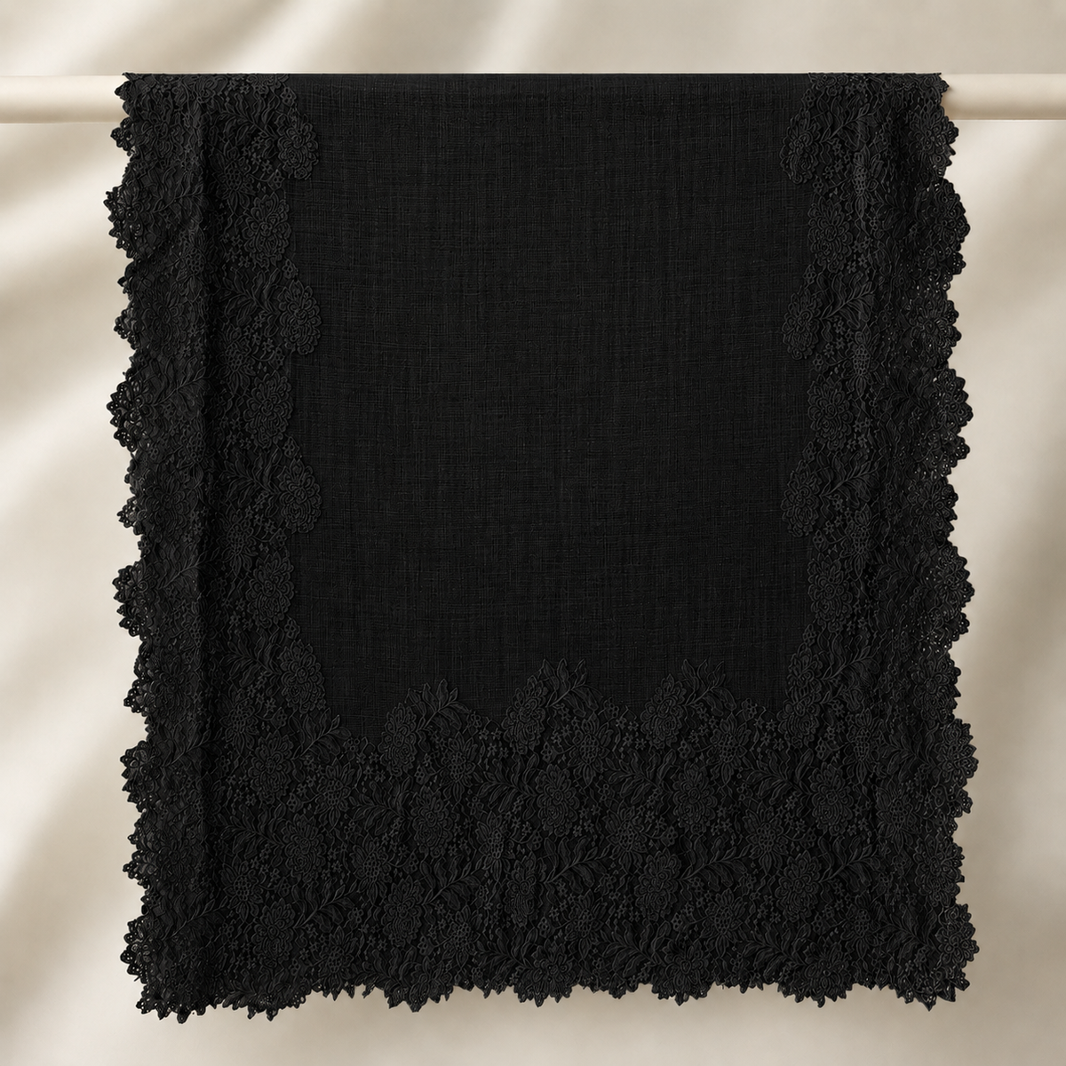 Black with Black Lace Stole