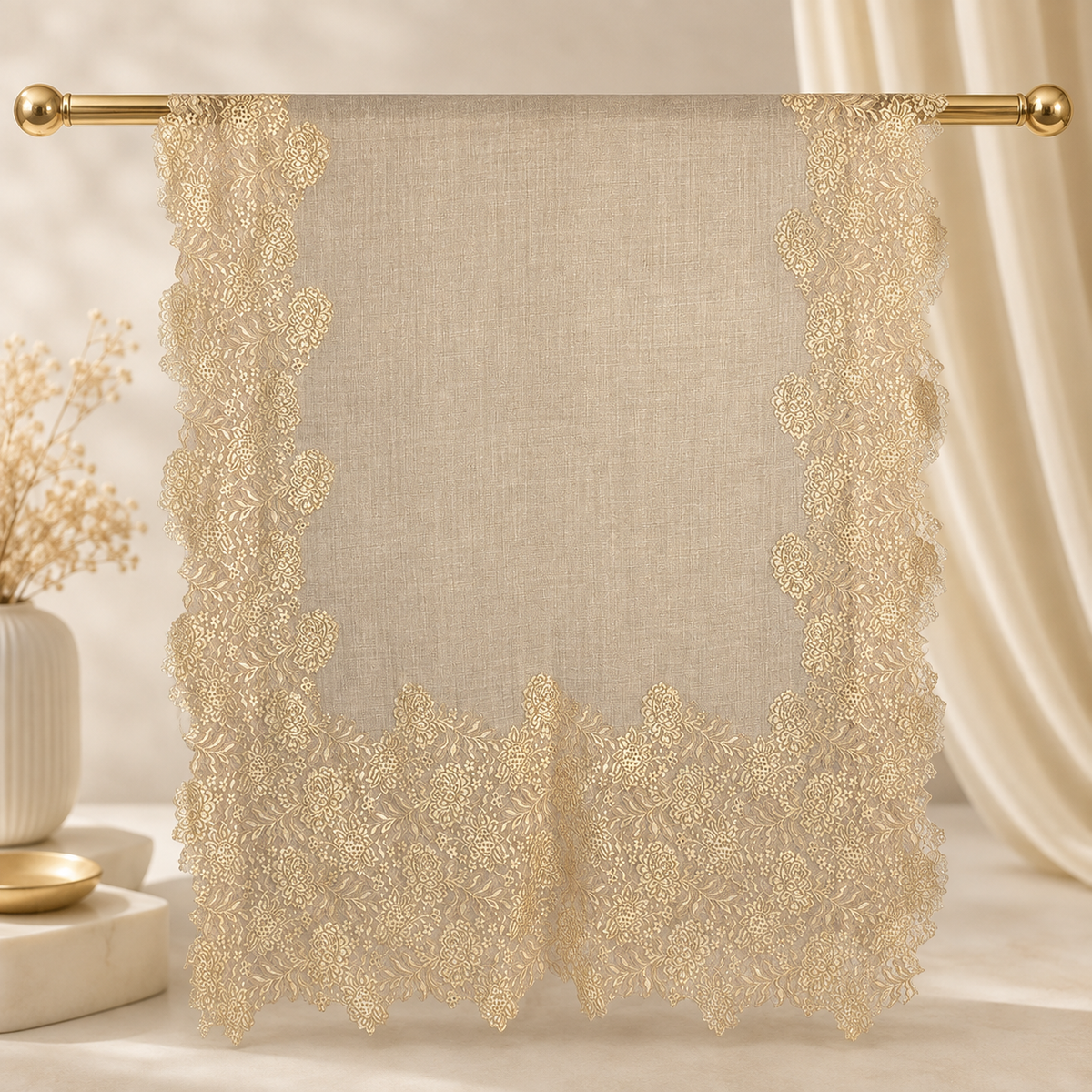 Greige with Gold Lace Stole