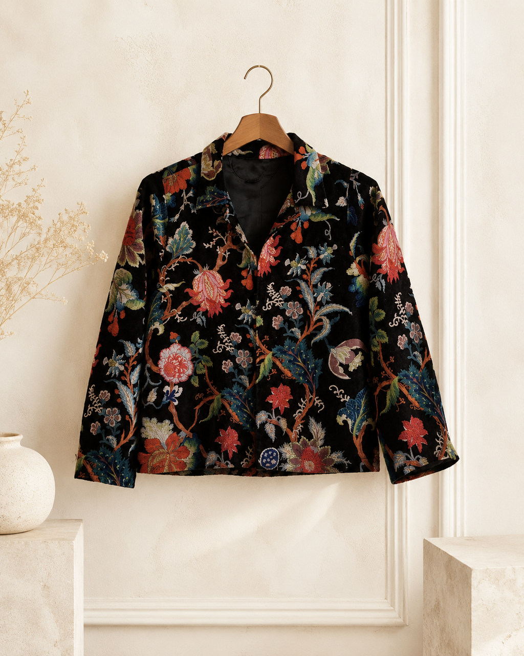 Black Flower Velvet Jacket