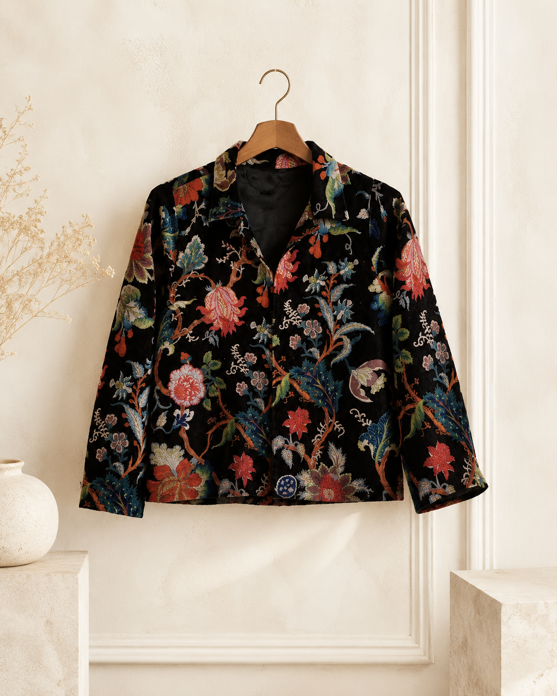 Black Flower Velvet Jacket