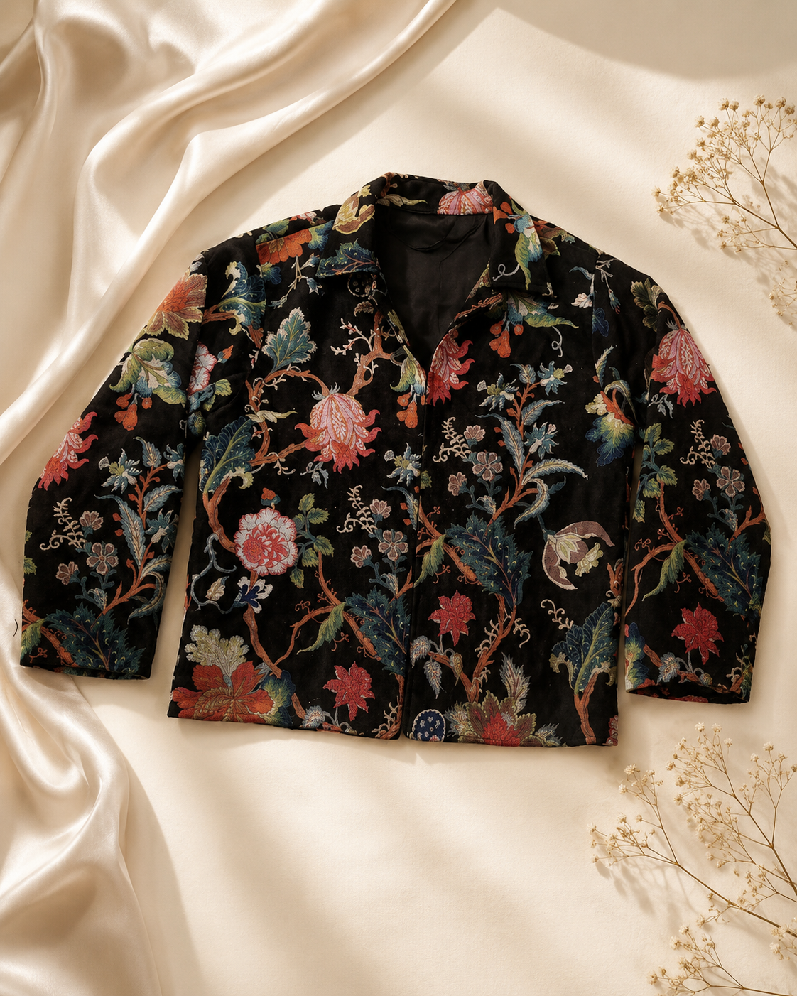 Black Flower Velvet Jacket