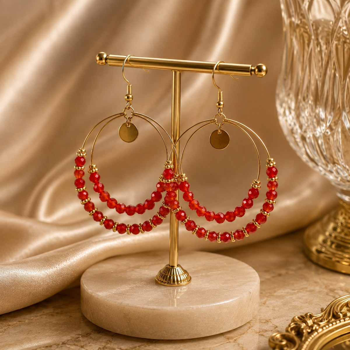 Red Hoop Earrings