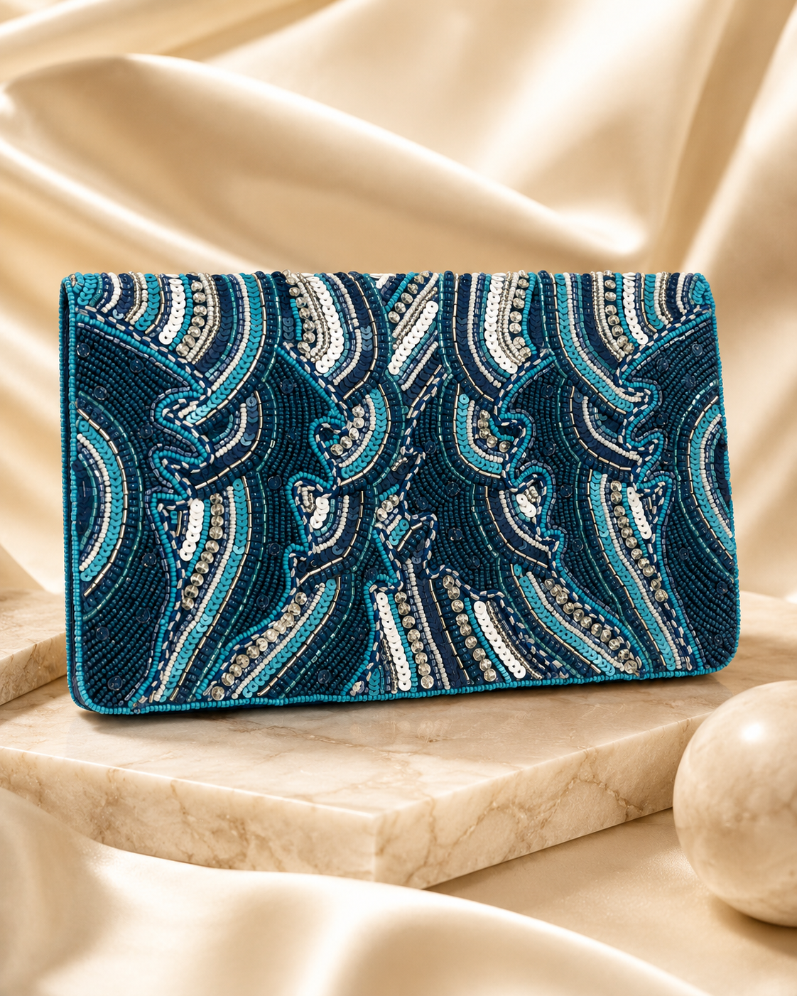 Gugu Blue Beaded Bag