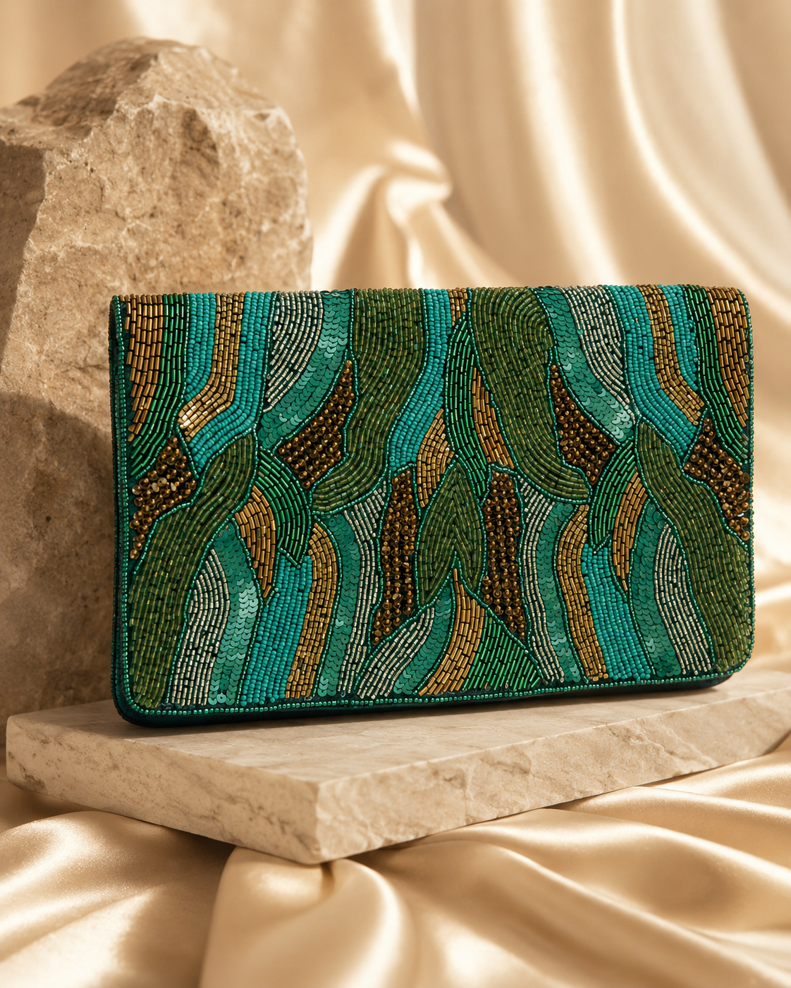 Gugu Green Beaded Bag