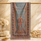 Navy Blue Multicolour Rectangle Silk Scarf
