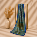 Royal Blue Multicolour Rectangle Silk Scarf