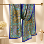 Royal Blue Multicolour Rectangle Silk Scarf