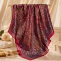 Burgundy Multicolour Square Silk Scarf