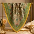 Yellow & Green Multicolour Square Silk Scarf