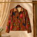 Tan Flower Velvet Jacket