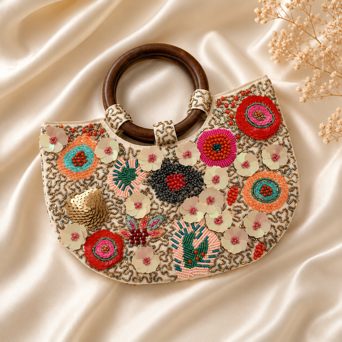 Gugu Floral Beaded Basket