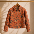 Coral Flower Velvet Jacket