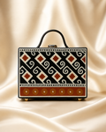 Black Lattice Lippan Art Bag