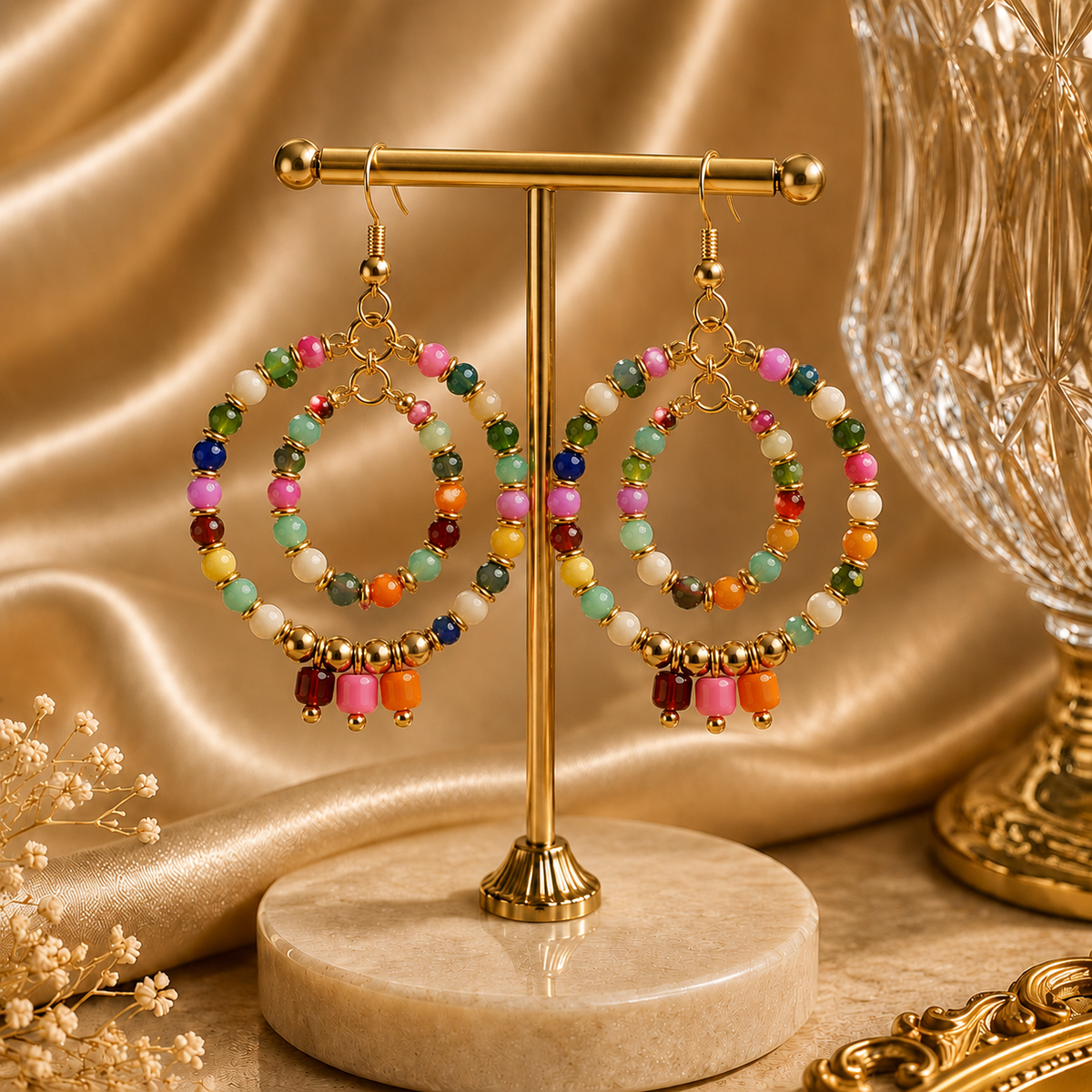 Abstract Colour Hoop Earrings