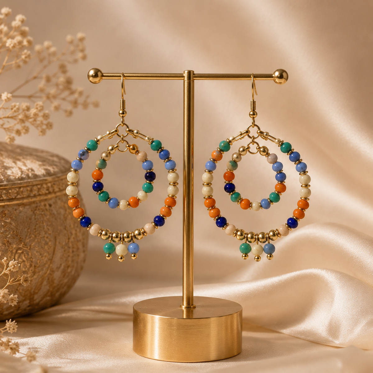Floral Hoop Earrings