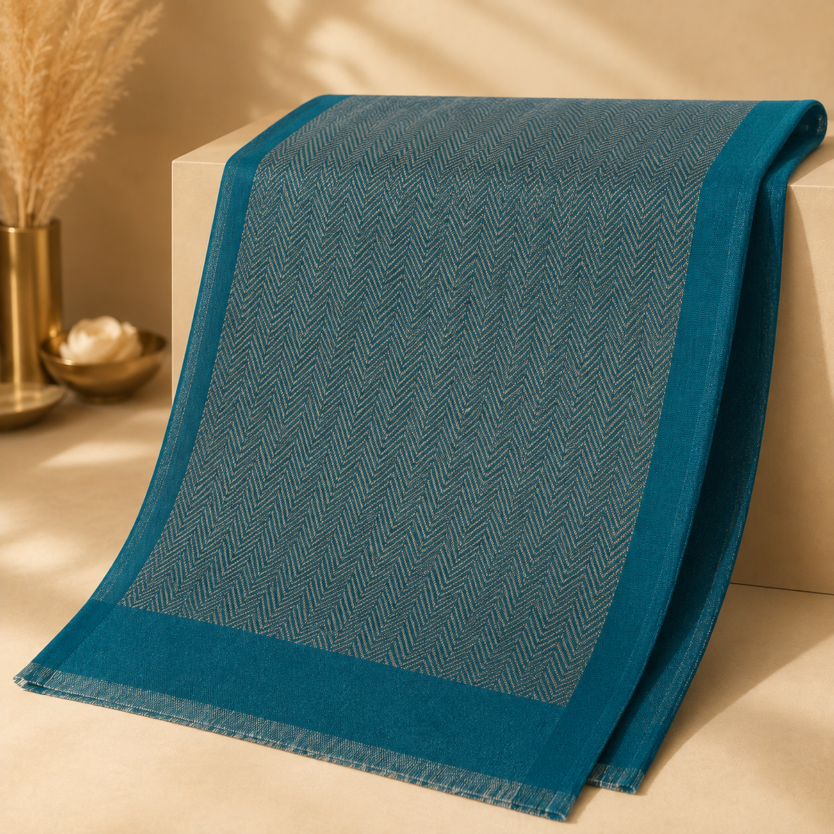 Teal Zari Chevron Stole