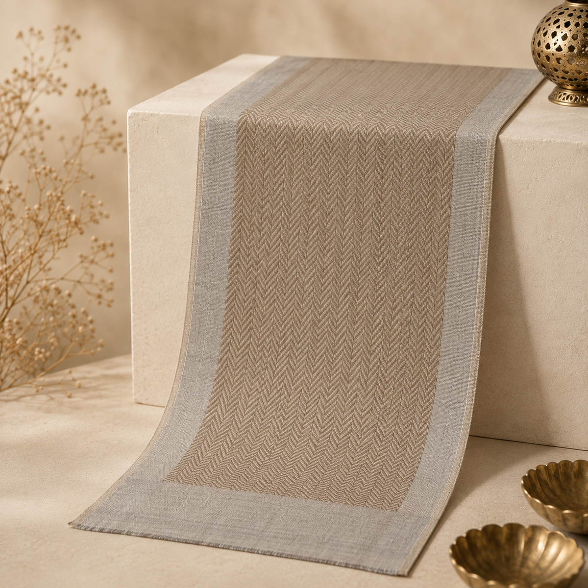 Grey Zari Chevron Stole