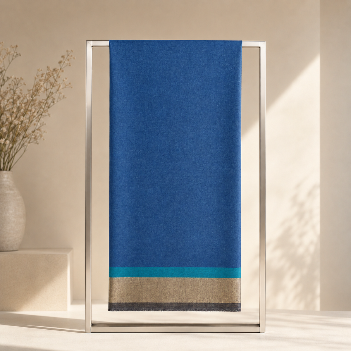 Blue Zari Palla Border Stole