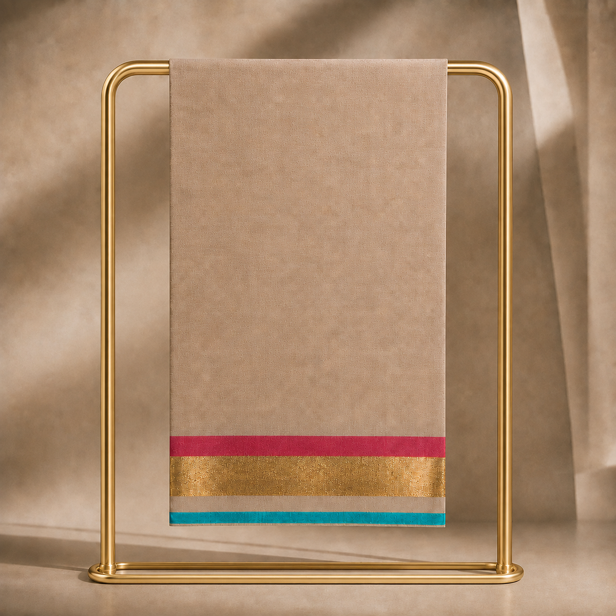 Natural Zari Palla Border Stole
